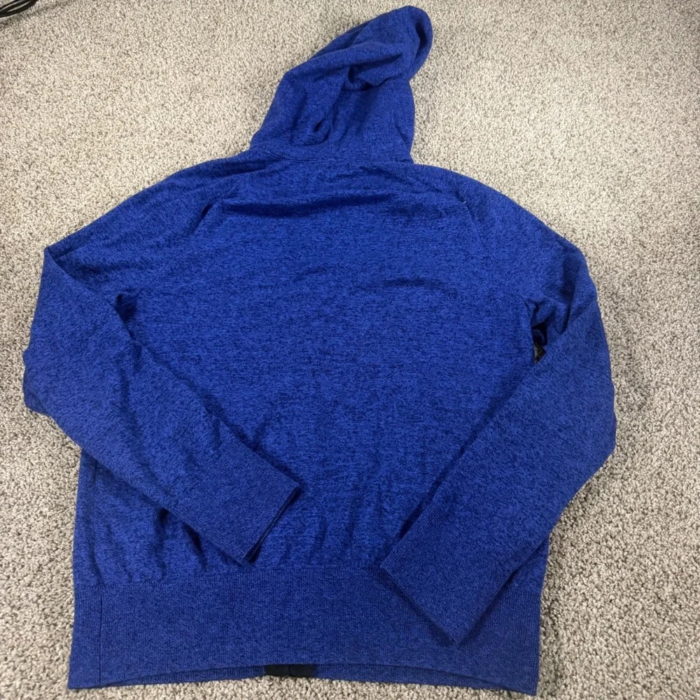 Banana Republic Mens Blue Marled Full Zip Knit Hoodie Sweater Size M Pockets